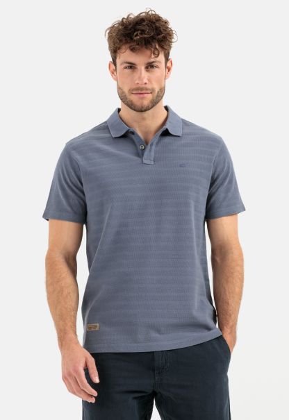 Menswear Short Sleeve Polo Shirt In A Tonal Stripe Pattern Simple T-Shirts & Polos Blue Camel Active