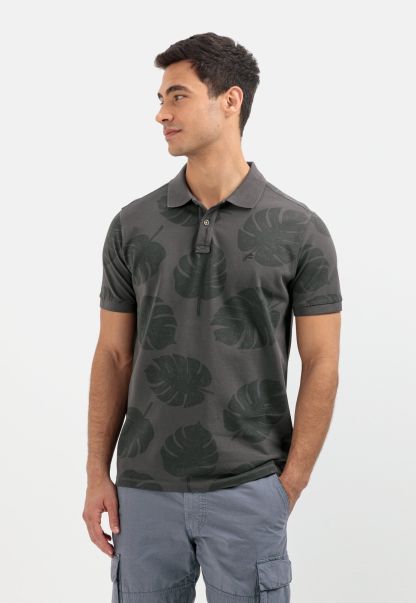 Camel Active Dark Grey Menswear Pure Cotton Piqué Polo Shirt Contemporary T-Shirts & Polos