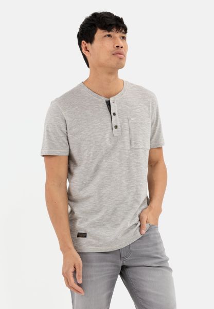 Grey Menswear Henley Shirt In Pure Cotton Camel Active Special Price T-Shirts & Polos