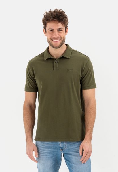 Olive Green Piqué Polo Shirt From Pure Cotton Menswear T-Shirts & Polos Camel Active Relaxing