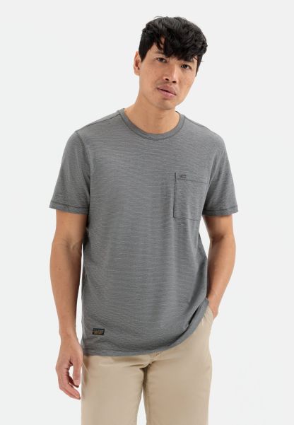 Grey T-Shirts & Polos Top T-Shirt With Fine Stripe Pattern Menswear Camel Active