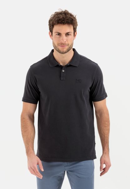 Menswear Piqué Polo Shirt From Pure Cotton Easy-To-Use Black T-Shirts & Polos Camel Active