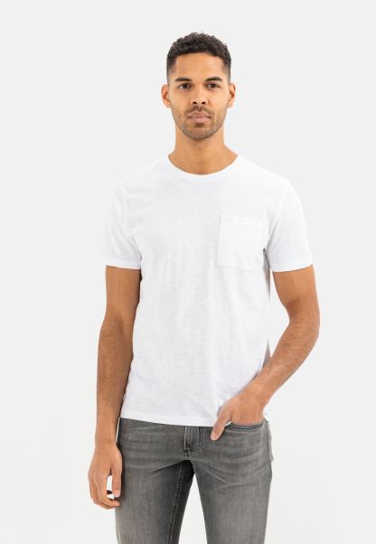 Menswear Refashion White Camel Active T-Shirts & Polos Short Sleeve T-Shirt In Organic Cotton