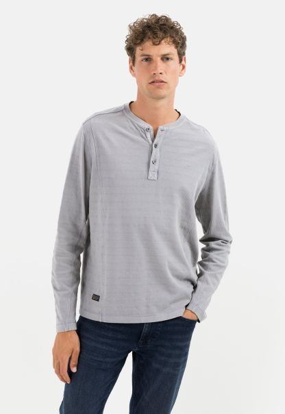 Longsleeve Shirt Made From Pure Cotton T-Shirts & Polos Menswear Camel Active Top-Notch Grey