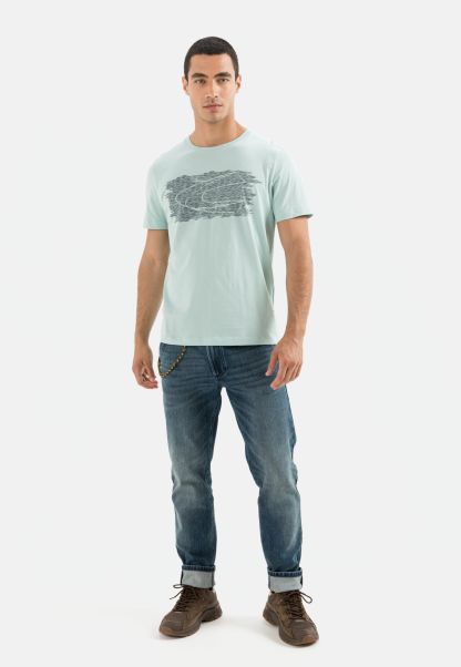 Optimize Camel Active Organic Cotton Logo T-Shirt Mint Menswear T-Shirts & Polos