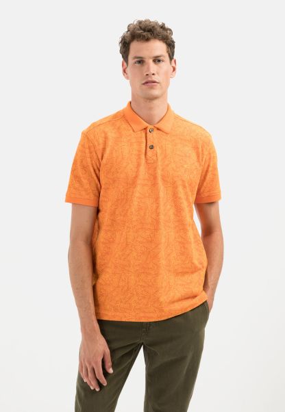 Aesthetic Menswear T-Shirts & Polos Orange Short Sleeve Polo With Allover Print Camel Active