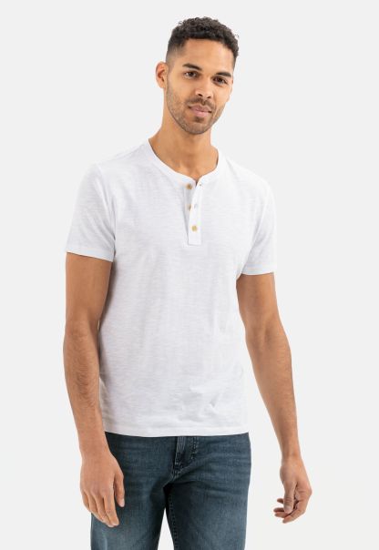 Menswear White Camel Active T-Shirts & Polos Organic Cotton Short Sleeve Henley Efficient
