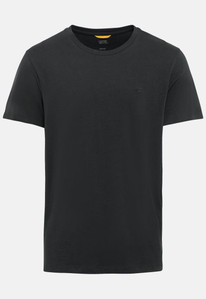 Menswear Camel Active Basic T-Shirt With Round Neck In Organic Cotton T-Shirts & Polos Black Top