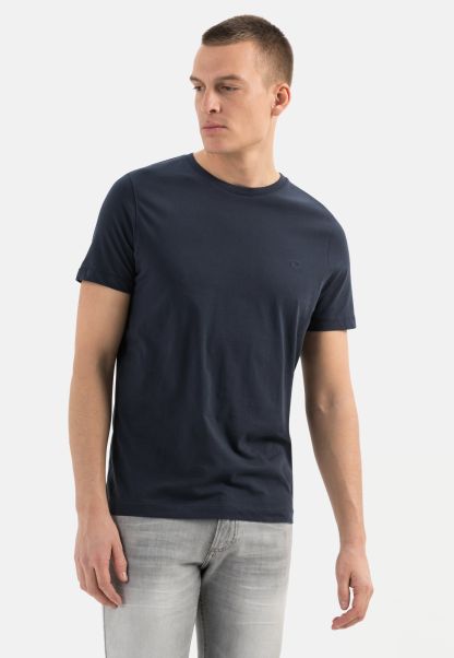 Camel Active Basic T-Shirt With Round Neck In Organic Cotton Easy T-Shirts & Polos Menswear Dark Blue