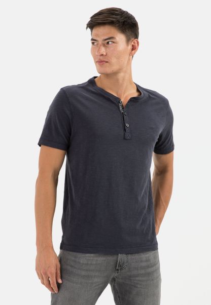 Dark Blue Camel Active T-Shirts & Polos Ignite Menswear Organic Cotton Short Sleeve Henley