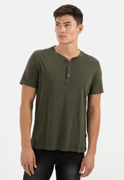 Menswear Green Bold Camel Active T-Shirts & Polos Organic Cotton Short Sleeve Henley