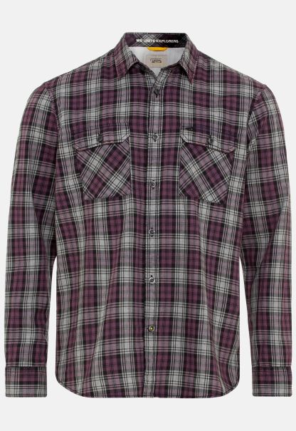 Shirts Easy Check Shirt In Pure Cotton Menswear Camel Active Purple