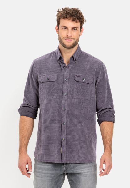 Long Sleeve Shirt In Broken Corduroy Camel Active Cutting-Edge Shirts Purple Menswear