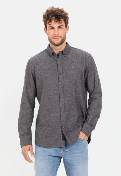 Menswear Grey Cheap Camel Active Shirts Flannel Shirt  In Pure Cotton