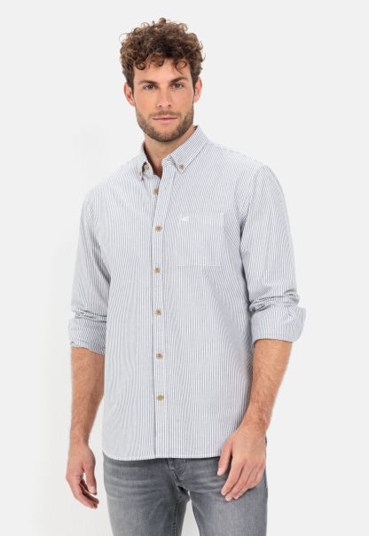 Grey Personalized Shirts Camel Active Menswear Oxford Long Sleeve Shirt
