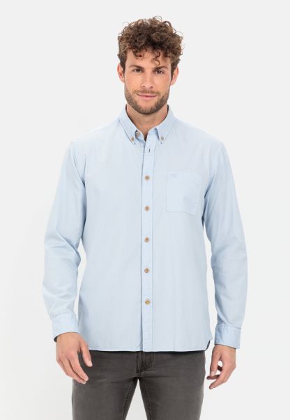Shirts Camel Active Light Blue Rebate Long Sleeve Shirt In Pure Cotton Menswear