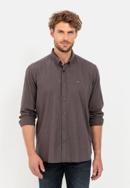 Shirts Grey Menswear Camel Active Quick Long-Sleeved Shirt In Pure Cotton