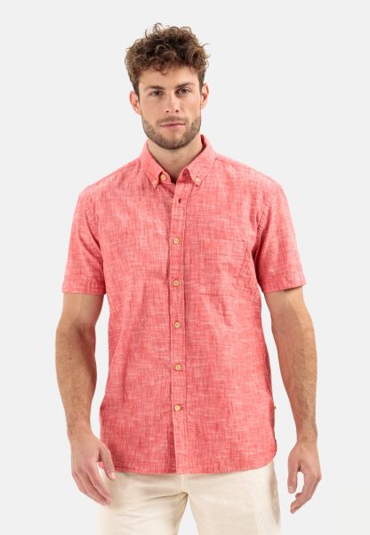 Short Sleeve Shirt In Pure Cotton Camel Active Customized Red Menswear Shirts