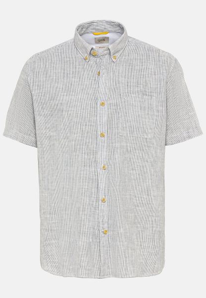 Short Sleeve Shirt In A Striped Pattern Shirts Menswear Blue-White Tailor-Made Camel Active