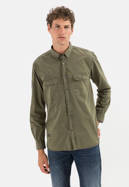 Popular Camel Active Longsleeve Shirt Made From Pure Cotton Menswear Shirts Olive