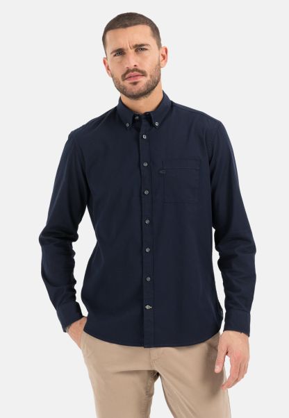 Trendy Dark Blue Long Sleeve Shirt With Button Down Collar Menswear Shirts Camel Active