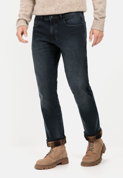 Dark Blue Camel Active Manifest Menswear Relaxed Fit 5-Pocket Jeans With Thermal Lining Jeans