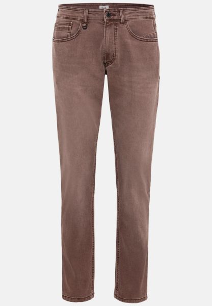 Practical Camel Active Menswear Slim Fit 5-Pocket Denim Jeans Red-Brown