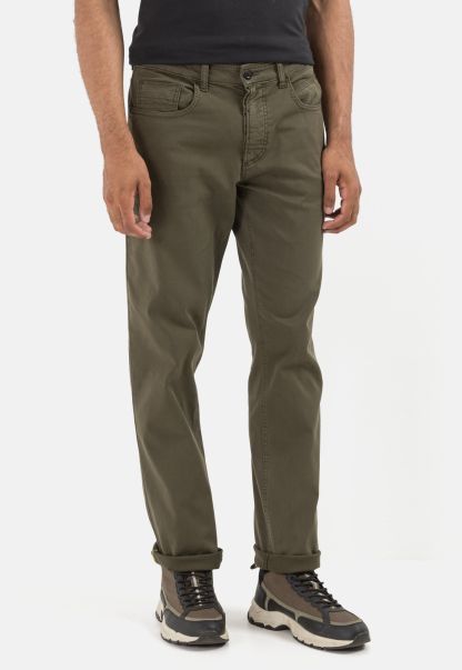 Camel Active Jeans Menswear Olive Brown Convenient Relaxed Fit 5-Pocket Trousers