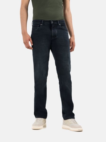 Camel Active Inviting Jeans Menswear Relaxed Fit 5-Pocket Jeans With Light Used Effects Dark Blue
