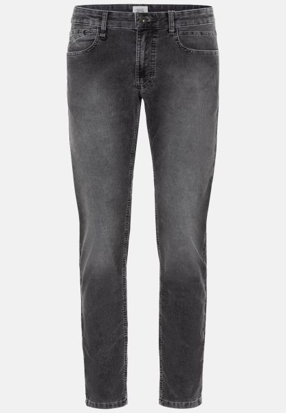 Camel Active Trousers Classic Menswear Slim Fit 5-Pocket Corduroy Trousers Dark Grey