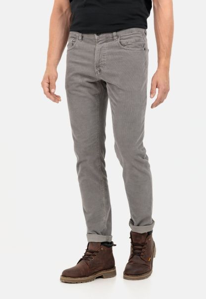 Functional Camel Active Trousers Grey Regular Fit 5-Pocket Corduroy Trousers Menswear