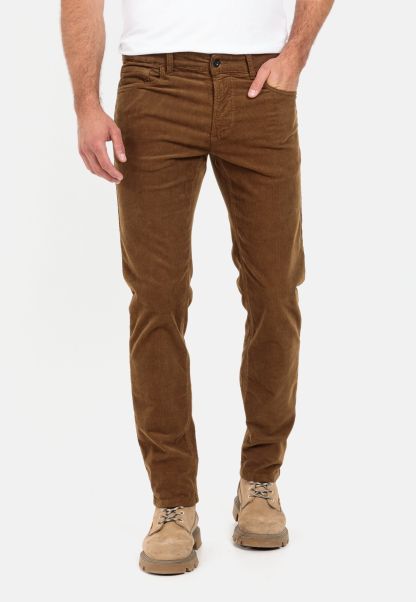 Stylish Trousers Brown Regular Fit 5-Pocket Corduroy Trousers Menswear Camel Active