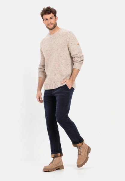 Rugged Relaxed Fit  Corduroy Chino With Thermal Lining Menswear Dark Blue Trousers Camel Active