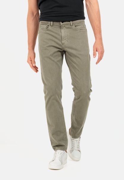 Menswear Durable Regular Fit 5-Pocket Canvas Trousers Camel Active Trousers Khaki