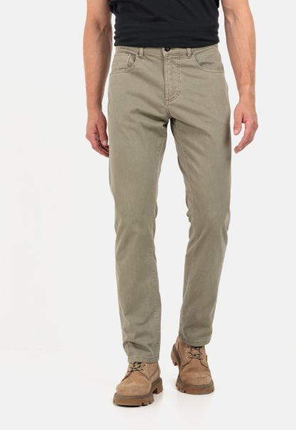 Menswear Trousers Relaxed Fit 5-Pocket Trousers Camel Active Clearance Khaki