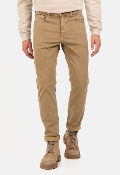 Regular Fit 5-Pocket Canvas Trousers Menswear Trousers Implement Camel Active Beige-Brown