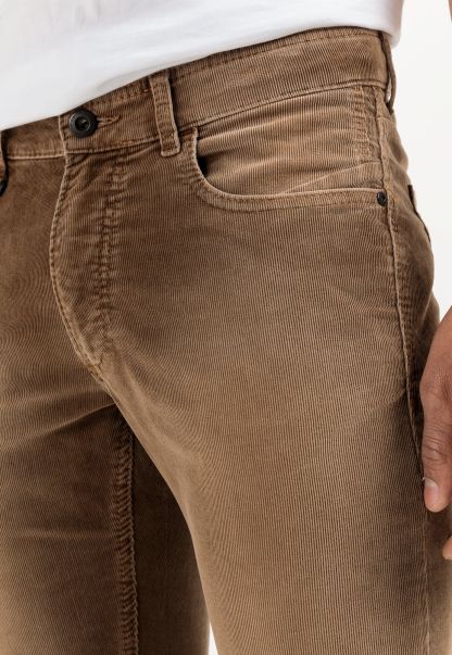 Brown Retro Menswear Trousers Camel Active Corduroy Pants In Slim Fit
