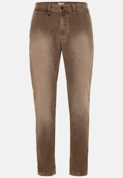 Menswear Brown Comfortable Camel Active Trousers Corduroy Chino In Tapered Fit
