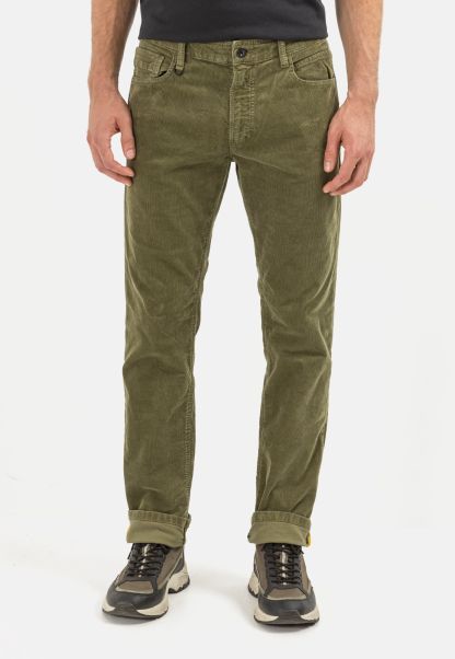 Opulent Camel Active Menswear Trousers Olive 5-Pocket Trousers In Regular Fit
