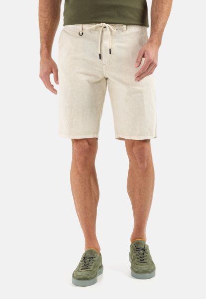 Shorts & Bermudas Creme Menswear Chino Shorts Made From Cotton/Linen Mix Promo Camel Active