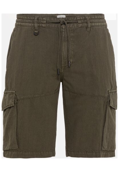 Shorts & Bermudas Superior Menswear Olive-Brown Camel Active Lightweight Cargo Shorts In A Cotton-Linen Mix