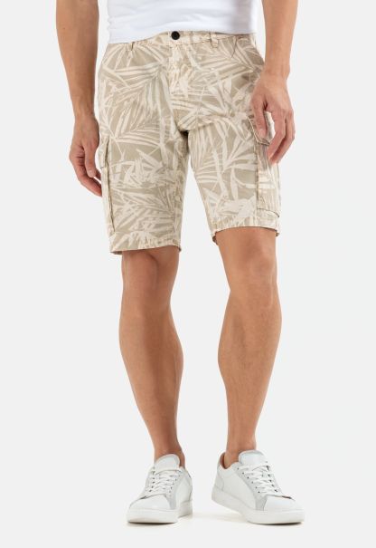 Camel Active Beige-White Menswear Shorts & Bermudas Cargo Shorts Regular Fit Promo