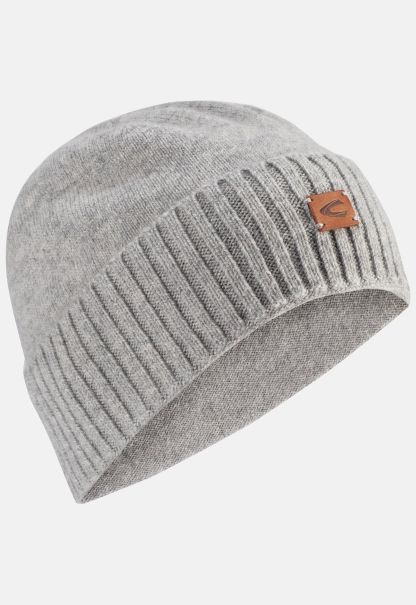 Camel Active Tough Menswear Grey Knitted Cap In Lambswool Caps & Hats