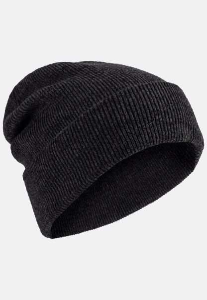 Camel Active Genuine Menswear Caps & Hats Anthracite Knitted Hat From Pure Cotton