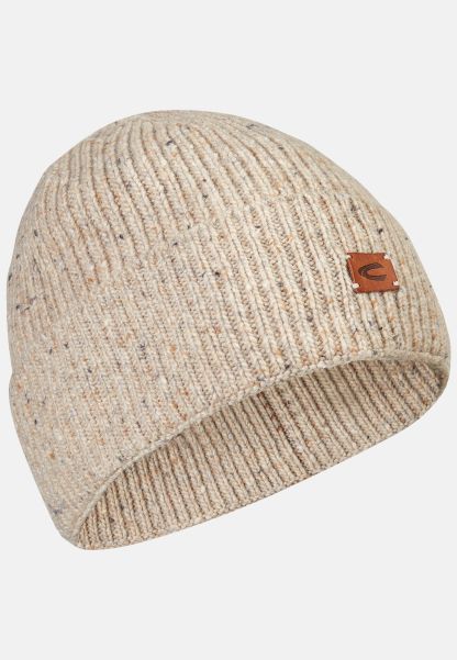 Beige Camel Active Knitted Beanie With Merino Wool Caps & Hats Menswear Free