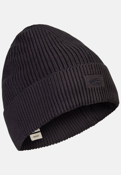 Camel Active Trusted Black Caps & Hats Menswear Knitted Cap In Organic Cotton