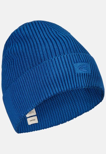Menswear Knitted Cap In Organic Cotton Camel Active Caps & Hats Blue Sturdy
