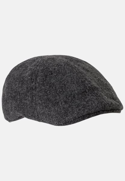 Flat Cap Made From A Wool Mix Caps & Hats Camel Active Menswear Grey New