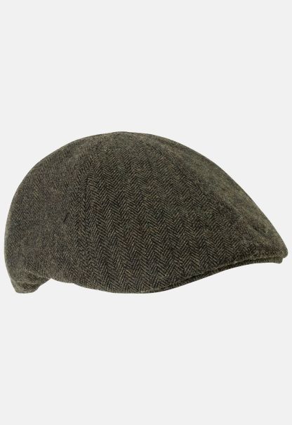 Menswear Flat Cap Made Of Wool Mix Camel Active Dark Khaki Caps & Hats Order
