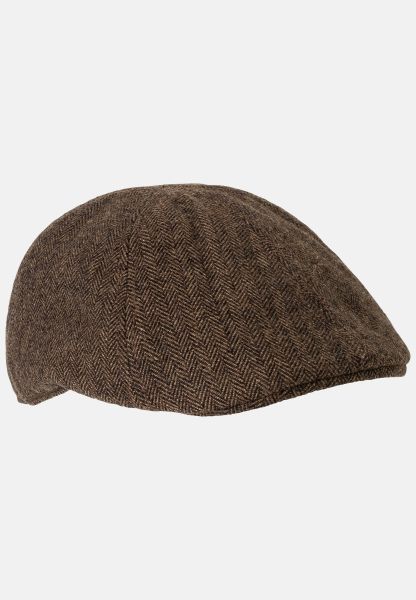 Flat Cap Made Of Wool Mix Caps & Hats Camel Active Menswear Advanced Brown